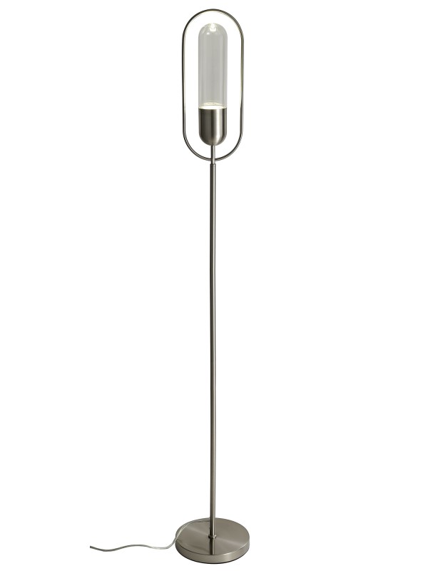 154cm Floor Lamp 7W LED Satin Nickel/Clear